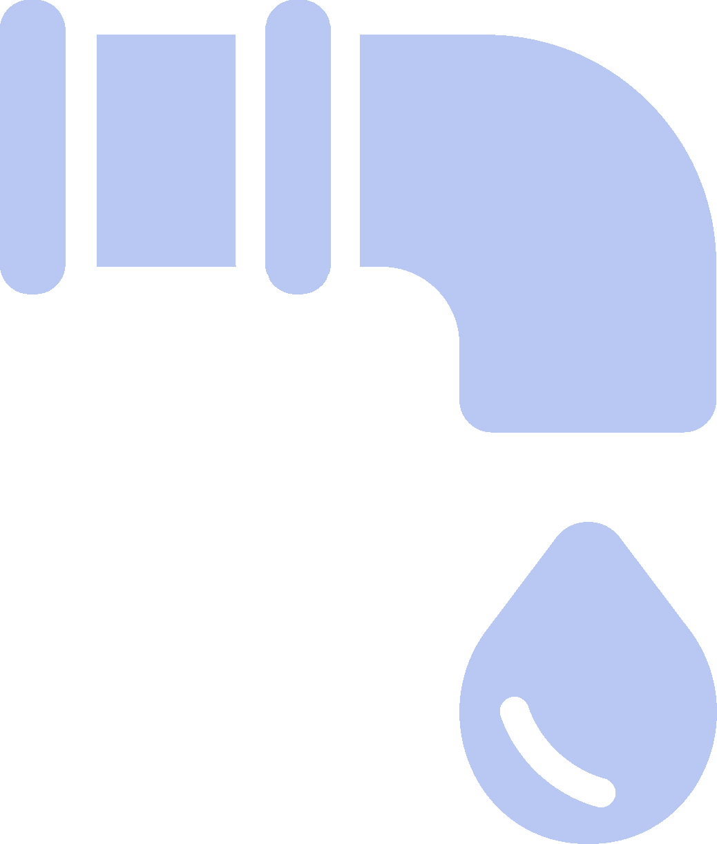 A simple blue icon showing a water faucet with one droplet of water falling from the spout.